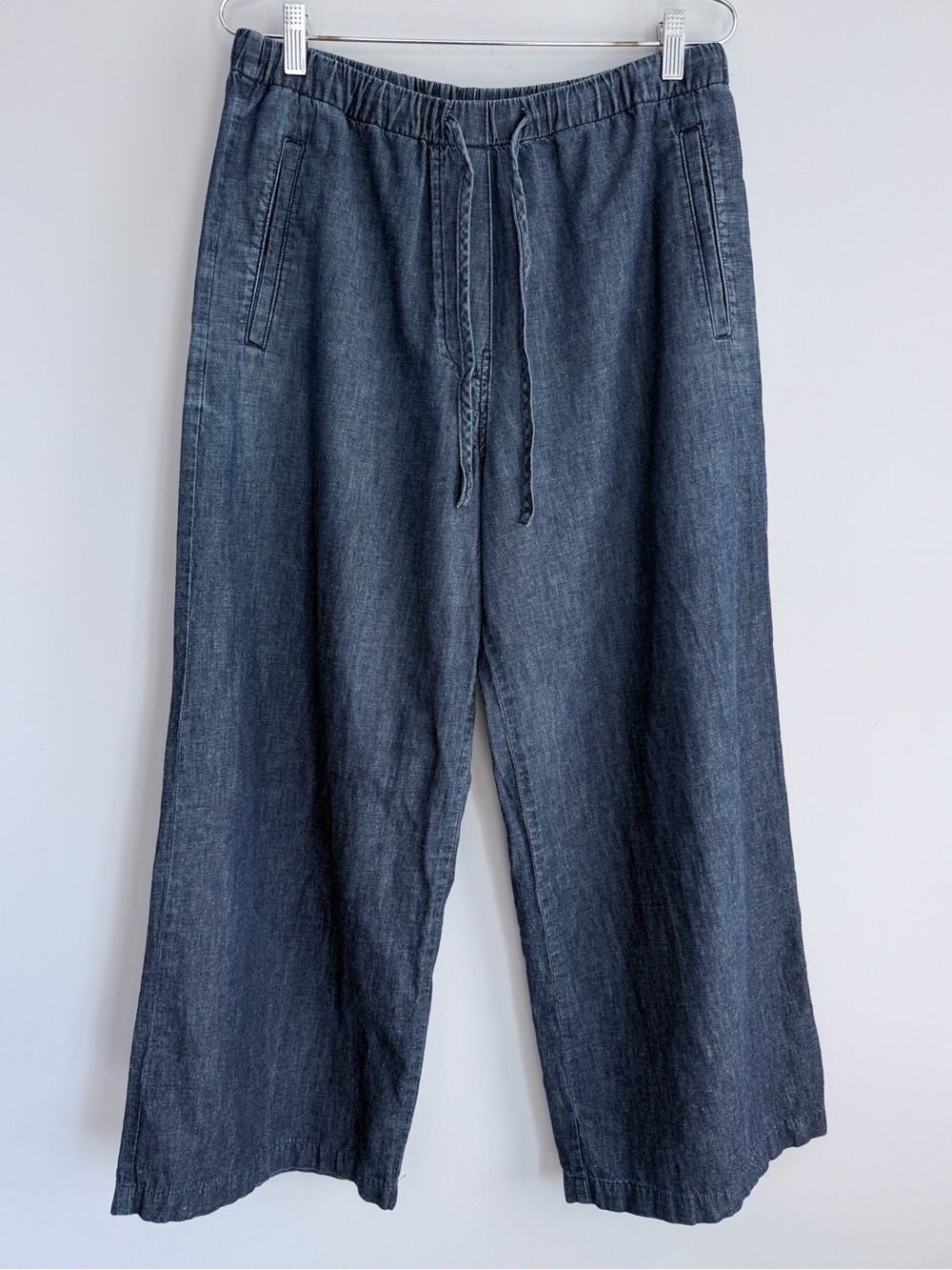 COS DENIM WIDE LEG DRAWSTRING PANTS 6 indigo LINEN BLEND MINIMALIST Casual - Picture 7 of 16